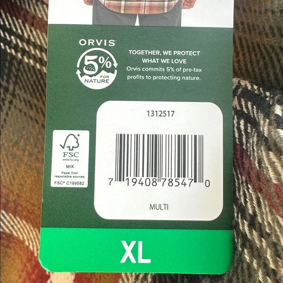 NWT Orvis Men's Plaid Flannel Shirt 100% Heavyweight Cotton XL - Picture 9 of 9